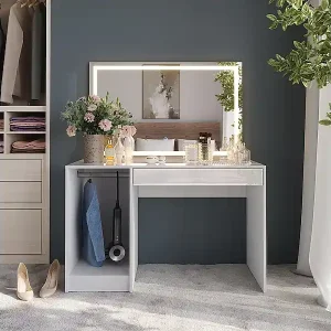 Nur Heute Schminktisch weiß/weiß hochglanz 119.8x50.1x76 sherry