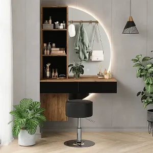 Schminktisch eiche/schwarz 100x40x155 melora Nur Für Kurze Zeit