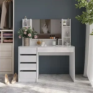 Schminktisch weiß/weiß hochglanz 119.8x50.1x76 sherry Beliebt