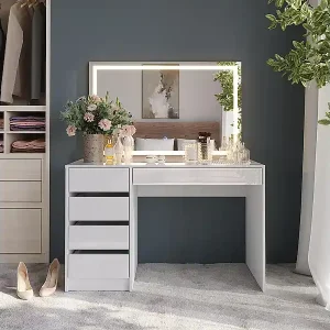 Versand Am Gleichen Tag Schminktisch weiß/weiß hochglanz 119.8x50.1x76 sherry