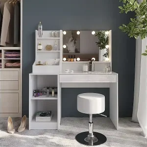 Mega-Angebot Schminktisch weiß/weiß hochglanz 119.8x50.1x76 sherry