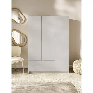 Kleiderschrank mit 3 Türen – Kleiderstange – 2 Schubladen – Kaschmirgrau – 150 cm – BEMMI Versand Am Gleichen Tag