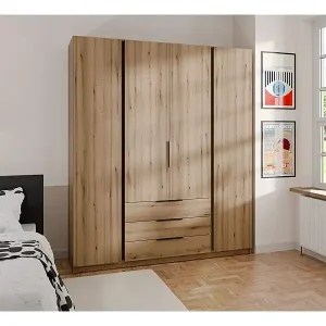 Knallerangebot Kleiderschrank mit 3 Schubladen - 200 cm - Eiche - KAJA