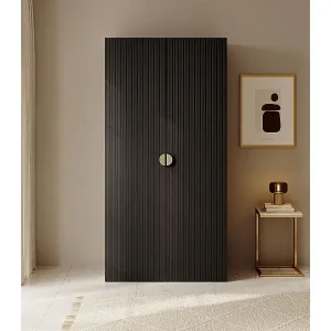 Highlight Kleiderschrank 2T mit Stange - 100 cm - schwarz - MOONIR