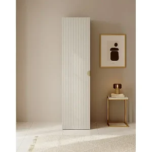 Kleiderschrank 1T mit Regalen - 50 cm - greige - MOONIR Neue Kollektion