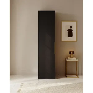 Kleiderschrank 1T mit Stange & Schubladen - 50 cm - schwarz - FRAME Geprüft