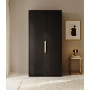 Heißes Angebot Kleiderschrank 2T mit Stange & Regalen - 100 cm - schwarz - FRAME