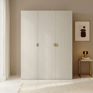 Kleiderschrank 3T mit 2 Stangen - 150 cm - greige - MOONIR Top-Preis