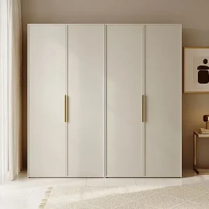 Geprüft Kleiderschrank 4T mit Stange & Schubladen - 200 cm - greige - FRAME