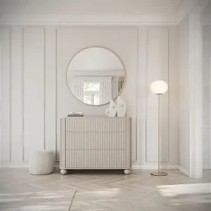 Saisonangebot Kommode mit 3 Schubladen - gerillt auf Kugelfüßen - greige - 93 cm - ARVELLO