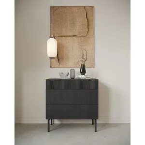 Preis Gesenkt Kommode mit 3 Schubladen - Holzoptik Esche Schwarz - 90 cm - NOLIE