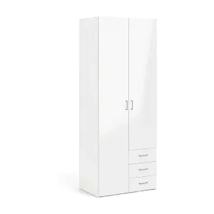 Kleiderschrank 2 Türen Dscaratt, Schlafzimmermöbel, Schrank, Garderobe, 78x50 h200 cm, Weiß Sale