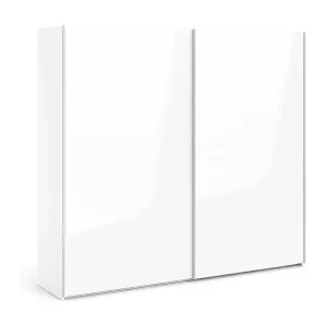 Kleiderschrank 2 Türen Badesse, Schlafzimmermöbel, Schrank, Garderobe, 243x61 h220 cm, Glänzendes Weiß Letzte Chance