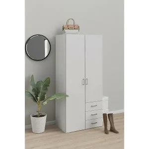 Garantierte Lieferung Kleiderschrank 2 Türen Dscurt, Schlafzimmermöbel, Schrank, Garderobe, 77x49 h175 cm, WeiÃŸ