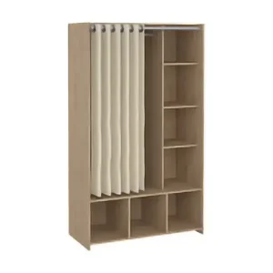 Günstig Großer Kleiderschrank Dseverin, Schlafzimmermöbel, Schrank, Garderobe, 105x48 h180 cm, Eiche und Beige