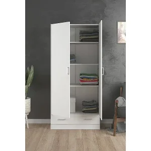 Kleiderschrank 2 Türen Amylya, Schlafzimmermöbel, Schrank, Garderobe, 79x36 h170 cm, WeiÃŸ Versand Am Gleichen Tag