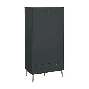 Kleiderschrank 2 Türen Dscarp, Schlafzimmermöbel, Schrank, Garderobe, 99x58 h200 cm, Grau Rabatt