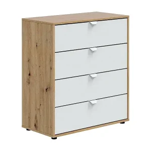 Top-Seller Nachttisch Dzigon, Niedrige Kommode, Tisch, Multifunktionaler Nachttisch, 78x40 h86 cm, WeiÃŸ und Knoteneiche