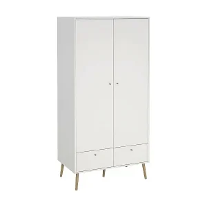 Kleiderschrank 2 Türen Dscarp, Schlafzimmermöbel, Schrank, Garderobe, 99x58 h200 cm, Weiß Finale Aktion