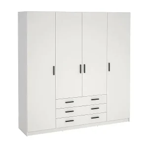 Begrenztes Angebot Großer Kleiderschrank Dserafin, Schlafzimmermöbel, Schrank, Garderobe, 196x50 h200 cm, Weiß