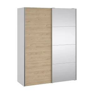 Schnäppchen Kleiderschrank 2 Türen Dspur, Schlafzimmermöbel, Schrank, Garderobe, 150x61 h200 cm, WeiÃŸ und Eiche