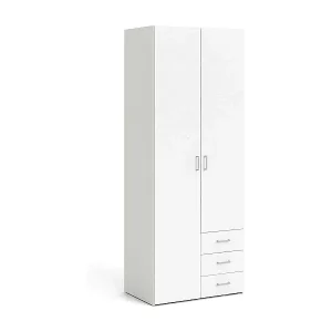 Neuheit Kleiderschrank 2 Türen Dscaratt, Schlafzimmermöbel, Schrank, Garderobe, 77x50 h200 cm, Weiß