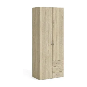 Kleiderschrank 2 Türen Dscaratt, Schlafzimmermöbel, Schrank, Garderobe, 78x50 h200 cm, Eiche Aktuell
