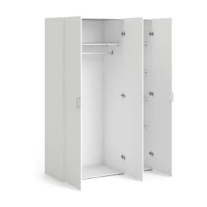 Kleiderschrank mit drei Flügeltüren mit vier Innenböden und Kleiderstange, Farbe WeiÃŸ, MaÃŸe 115 x 175 x 49 cm Jetzt Kaufen