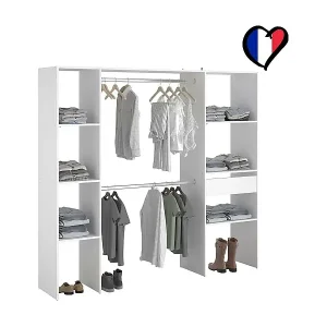 Kleiderschrank 6 Fächer, 1 Schublade, 2 Garderoben 198 x 40 x 180 cm ELYSEE Saisonangebot