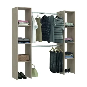 Abverkauf Kleiderschrank aus Holz mit 6 Fächern und 2 Garderoben ELYSEE