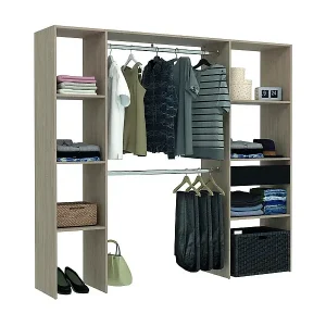 Kleiderschrank aus Holz mit 6 Fächern, 1 Schublade und 2 Garderoben ELYSEE Kostenloser Versand