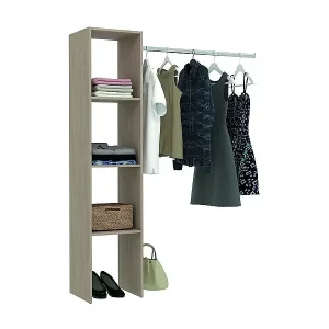 Kleiderschrank aus Holz, 3 Fächer und Garderobe : 138 x 40 x 180 cm ELYSEE Kostenloser Versand