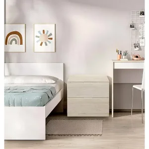 Nachttisch Daber, Niedrige Kommode, Tisch, Multifunktionaler Nachttisch, 50x34 h46 cm, Eiche Nur Für Kurze Zeit