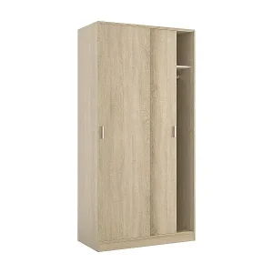 Lansing Kleiderschrank, Schlafzimmerschrank mit 2 Schiebetüren, Schrank mit Regal und Kleiderstange, 100x50h200 cm, Eiche Neu Im Sortiment