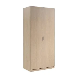 Zertifiziert Orangefarbener Kleiderschrank, Schlafzimmerschrank mit 2 Flügeltüren, Schlafzimmermöbel mit 1 Regal und Kleiderstange, 82x52h180 cm, Eiche