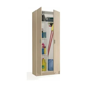 Charleston Mehrzweckgarderobe, Besenschrank mit 2 Türen, Schuhregal mit Regalen, Besengarderobe, cm73x37h180 cm, Eiche Markenware