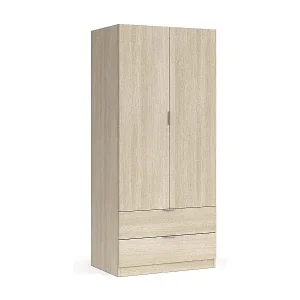 Burbank Kleiderschrank, Schlafzimmerschrank mit 2 Türen und 2 Schubladen, Schlafzimmerschrank mit Hängestange, 81 x 52 x 180 cm, Eiche Bestseller