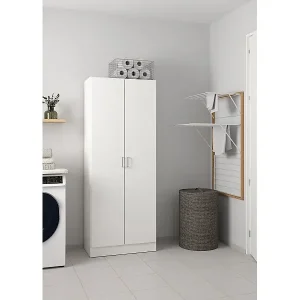 Charleston Mehrzweckgarderobe, Besenschrank mit 2 Türen, Schuhregal mit Regalen, Besengarderobe, cm73x37h180 cm, Weiß Garantierte Lieferung