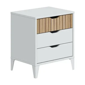 Sichere Zahlung Nachttisch Dzoe, Niedrige Kommode, Tisch, Multifunktionaler Nachttisch, 44x33 h50 cm, WeiÃŸ und Eiche