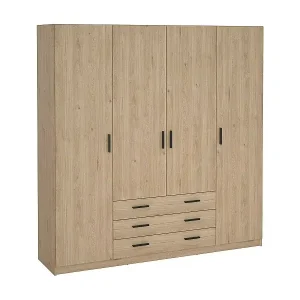 GroÃŸer Kleiderschrank Dserafin, Schlafzimmermöbel, Schrank, Garderobe, 196x50 h200 cm, Eiche Schneller Versand