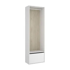 Billig Großer Kleiderschrank Dki, Schlafzimmermöbel, Schrank, Garderobe, 60x45 h205 cm, Weiß und Eiche