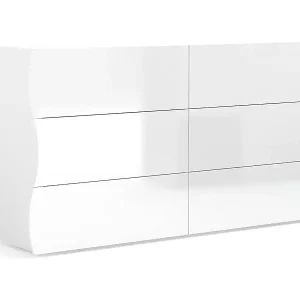 Angebot Kommode Dmonz, Kommode 6 Schubladen, Kommode für Schlafzimmer, 100% Made in Italy, glänzend weiß, cm 155x40h82