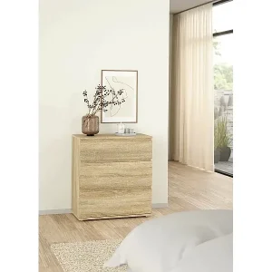 Kommode Droman, Mehrzweckkommode, Schlafzimmerkommode, Schrank mit Schubladen, 77x40 h84 cm, Eiche Neu
