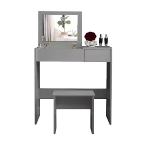 Grauer platzsparender Schminktisch Schminkstation Nicole Grey Schnäppchen
