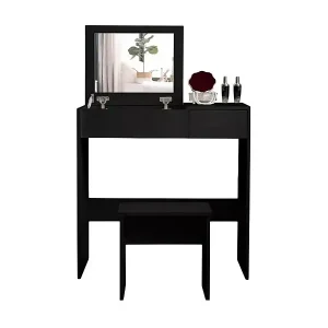 Schwarzer Schminktisch mit Spiegel Nicole Black Echt