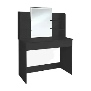 Garantierte Lieferung moderner Schminktisch mit LED Lichtern in Schwarz - Astrid Black.