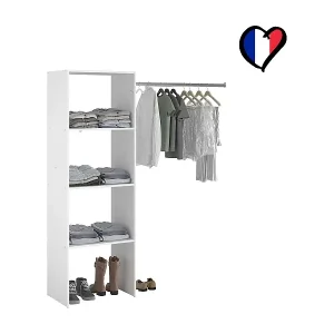 Kleiderschrank 3 Fächer, Garderobe 160 x 40 x 180 cm, weiß ELYSEE Heißes Angebot