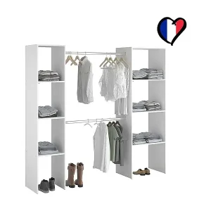 Kleiderschrank 6 Fächer, 2 Garderoben 198 x 40 x 180 cm, weiß ELYSEE Sonderaktion