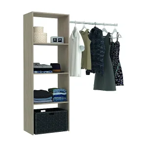 Kleiderschrank aus Holz,3 Fächer und Garderobe: 160 x 40 x 180 cm ELYSEE Saisonangebot
