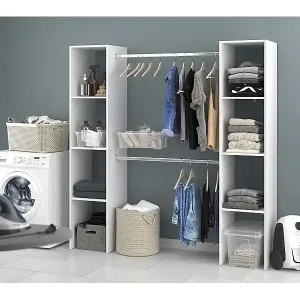 Kleiderschrank 6 Fächer, 2 Garderoben 180 x 40 x 180 cm, weiß ELYSEE Sichere Zahlung